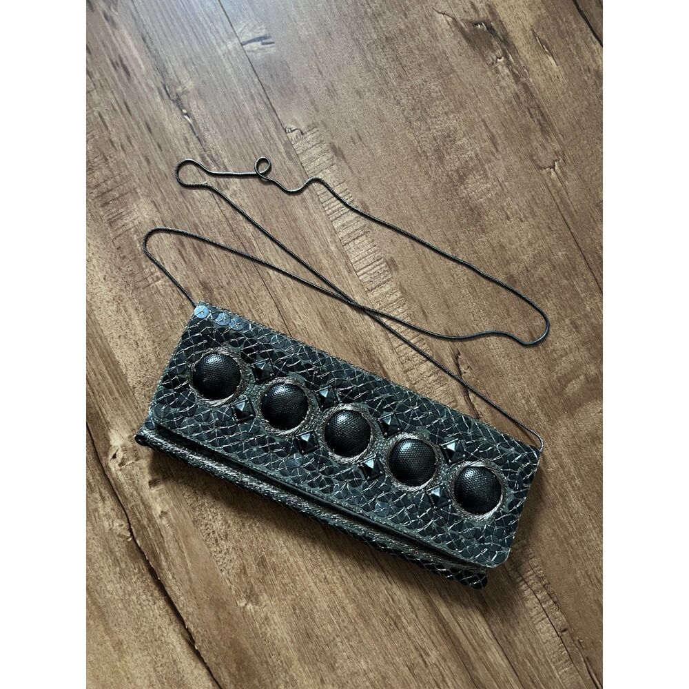 metallic Embroidered clutch / cross body bag